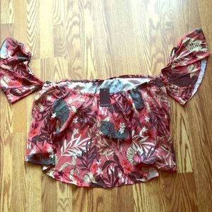 NWT off-shoulder tropical print top 22W